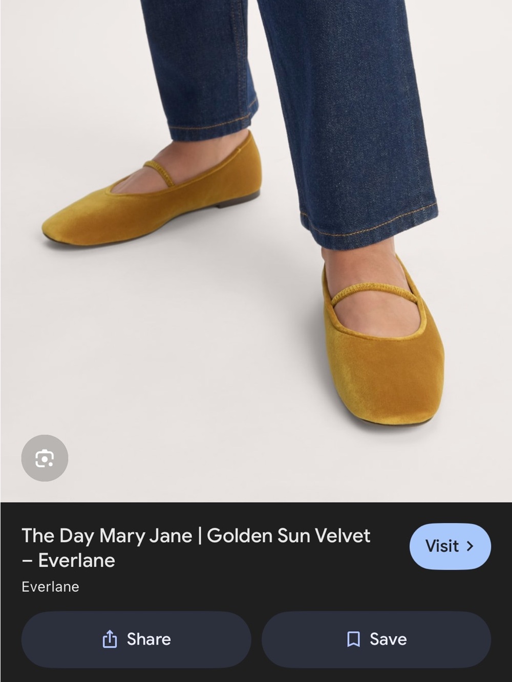 Everlane Velvet Mary Jane Flats in Golden Yellow